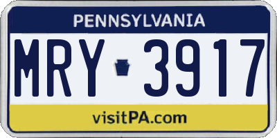 PA license plate MRY3917