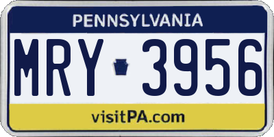 PA license plate MRY3956
