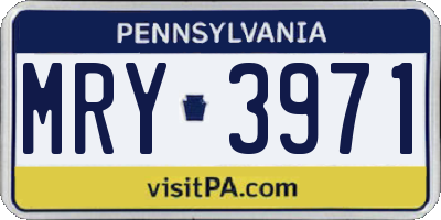 PA license plate MRY3971