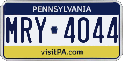 PA license plate MRY4044
