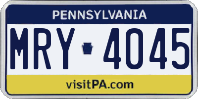 PA license plate MRY4045