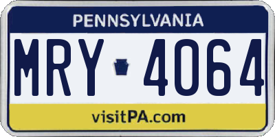 PA license plate MRY4064