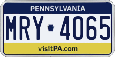 PA license plate MRY4065