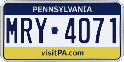 PA license plate MRY4071