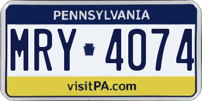 PA license plate MRY4074