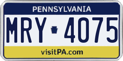 PA license plate MRY4075