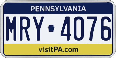 PA license plate MRY4076