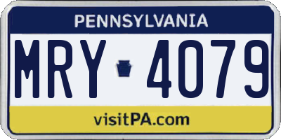 PA license plate MRY4079