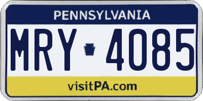 PA license plate MRY4085