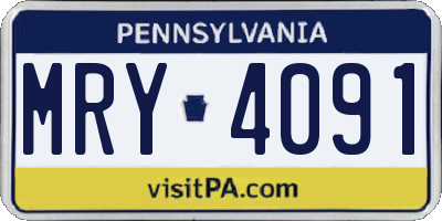 PA license plate MRY4091