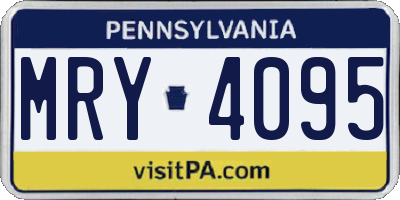 PA license plate MRY4095