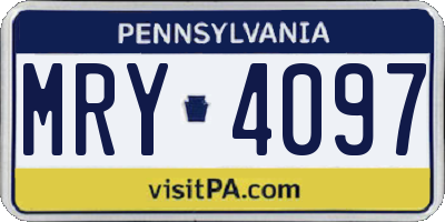 PA license plate MRY4097