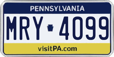 PA license plate MRY4099