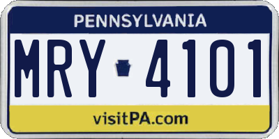 PA license plate MRY4101