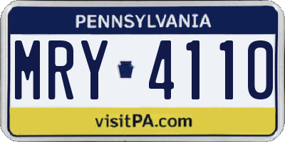 PA license plate MRY4110