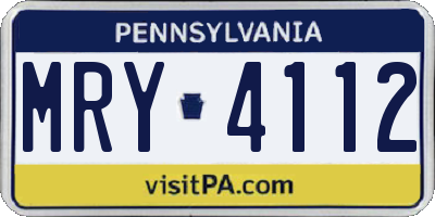 PA license plate MRY4112