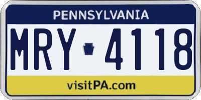 PA license plate MRY4118