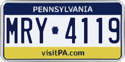 PA license plate MRY4119