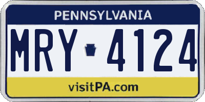 PA license plate MRY4124