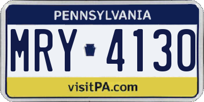 PA license plate MRY4130