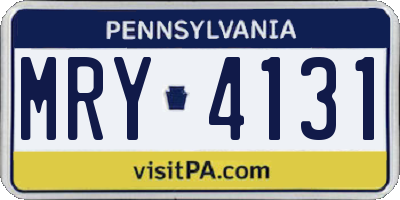 PA license plate MRY4131