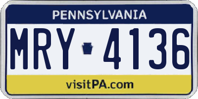 PA license plate MRY4136