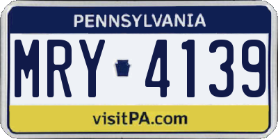 PA license plate MRY4139