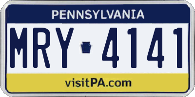 PA license plate MRY4141