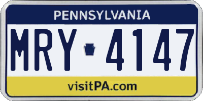 PA license plate MRY4147