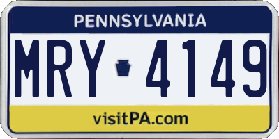 PA license plate MRY4149