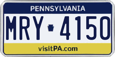 PA license plate MRY4150