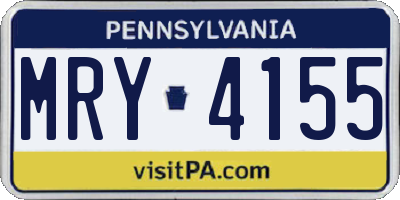 PA license plate MRY4155