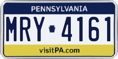 PA license plate MRY4161