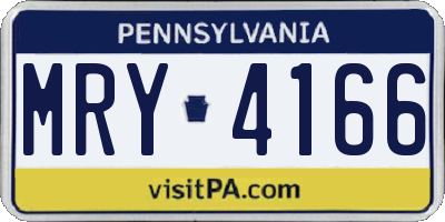 PA license plate MRY4166