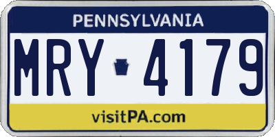 PA license plate MRY4179