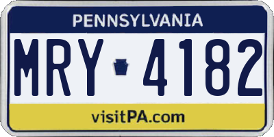 PA license plate MRY4182
