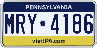 PA license plate MRY4186