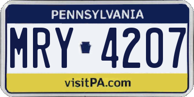 PA license plate MRY4207