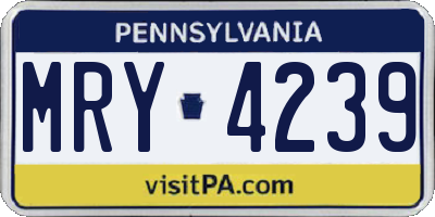 PA license plate MRY4239