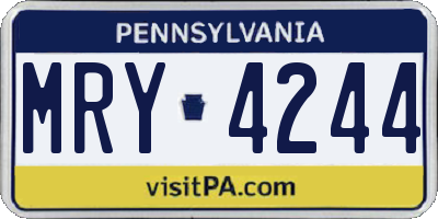 PA license plate MRY4244