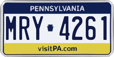 PA license plate MRY4261