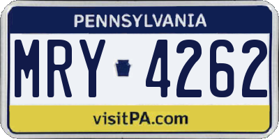 PA license plate MRY4262