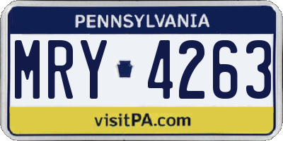 PA license plate MRY4263