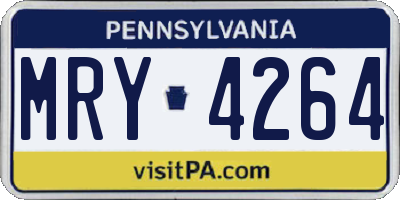 PA license plate MRY4264