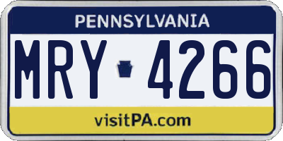 PA license plate MRY4266