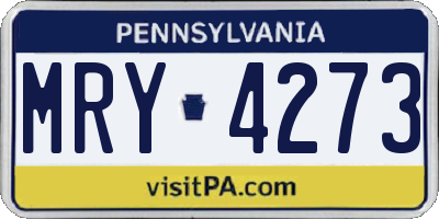 PA license plate MRY4273
