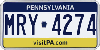 PA license plate MRY4274