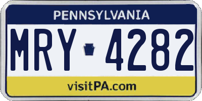 PA license plate MRY4282