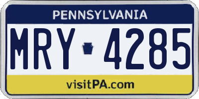 PA license plate MRY4285