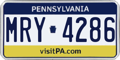 PA license plate MRY4286